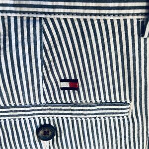 Tommy Hilfiger Striped blue and white sear sucker long pants 34 /32. NWT